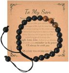 Son Stepson Christmas Birthday Gifts for Teen Boys To My Son Gifts from Mom Dad Tiger Eye Stone Bracelets Inspirting Gifts for Son in Law I Love You Gifts for Sons Motivational Bracelets for Boys