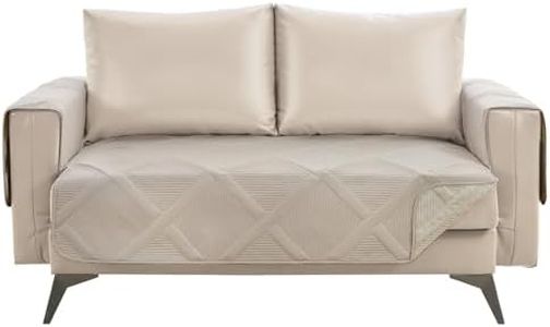 Pamhaven Diamond Loveseat Covers for 2 Cushion Couch, Water-Repellent Covers for Sofa, Machine Washable Quilted Couch Covers, Pet Friendly Loveseat Slipcovers (Loveseat 48", Beige Cream)