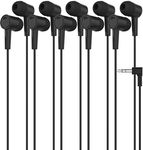 Maeline 5 Pack Earbuds in-Ear Stereo Headphones for School Classroom, Library, Travel, Gym 3.5mm Jack, Tangle-Free Wired Earphones for MP3, Phones, Computer and Laptops, Black