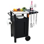 EMBERLI Grill Cart Outdoor with Storage, Modular BBQ Cart, Bar Patio Kitchen Island Prep Stand Cabinet