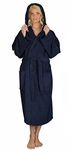 Arus Women's Hooded Classic Bathrobe Turkish Cotton Robe (L-XL, Navy Blue)