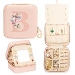 Enthralite Travel Jewelry Box for Girls: Traveling Jewelry Case Gift for Women - Mini Organizer for Necklaces Earrings Pink B