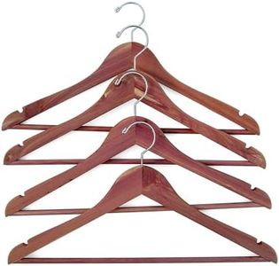 Household Essentials 26140 CedarFresh Red Cedar Wood Clothes Hangers with Fixed Bar and Swivel Hook - Set of 4