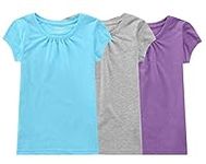 BIENZOE Girl's School Uniform Breathable Quick-Dry T-Shirt PackB 7/8