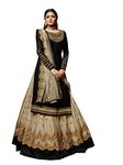 Delisa New Indian/Pakistani Eid Special Party/Ethnic wear Georgette Straight Ghagra Style Salwar for Womens LTT, Black, 46