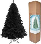 SHATCHI Alaskan Pine Black/Green/White Christmas Bushy Looking Artificial Tree with Metal Stand Xmas Home Décor, PVC, 5Ft/150CM