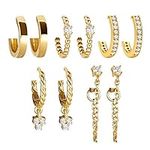 5 Pairs Gold Huggies Hoop Earrings 