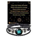 Zodiac Signs Spirit Bracelet, Adjustable 12 Constellation Bracelet with Gift Box and Greeting Card, Jewelry Accessories Gift for Constellation Lover Green (Aquarius)