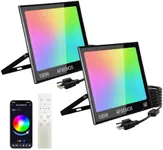 AFSEMOS RGB Flood Lights 100W 2 Pack Work with Tuya APP,Color Changing Lights with Remote and Smartphone Bluetooth Control,IP66 Waterproof Party Lights for Holiday,Halloween,Christmas,Party