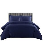 Luxury Solid Navy 600 Thread Count Full/Queen Size Duvet Cover Set 100 % Egyptian Cotton with matching pillow shams 600TC