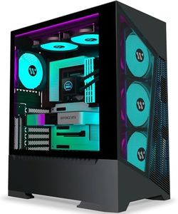 KEDIERS Case PC - 6 ventole PWM preinstallate, custodia da gioco ATX Mid Tower Case per computer a rete con aperture laterali in vetro temperato, G300, nero (Bianco, G300)