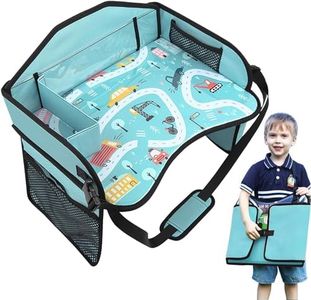 Car Travel Tray for Kids Car Seat, Toddler Car Seat Tray Play Table Holder, Portable Multifunction Backseat Tray, for Drawing,Watching TV,Storage Toys,Pen,Books,Water Bottle,Snack (Blue)