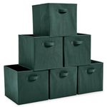 EZOWare Set of 6 Foldable Fabric Basket Bins, Collapsible Storage Organiser Cube26.7 x 26.7 x 28 cm for Baby Nursery, Playroom, Kids, Living Room - (Watercress)