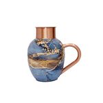 KUVI Pure Copper Hammered Printed/Meena/Enamel Apple Jug, 100% Pure Pitcher, 1600ML/1.6Litre (Design-05)