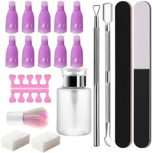 Reelau Nail Polish Gel Remover Tools Kit, 118 Pieces Polish Remover Including Finger Nail Clips,150ml Nail Polish Remover Bottle,Nail Remover Cotton Pad, Nail Dust Brush,Sponge Finger Separators
