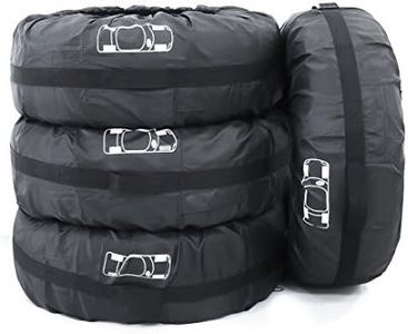 FLR 4 Pcs Tire Tote Cover Black Foldable Seasonal Spare Tire Tyre Covers Protection Covers Storage Bags Wheel Cover for Car Off Road Truck 66cm/26in Diameter