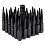 24PCS 14x2 Black Cone/Conical Bulge Seat Wheel Spike Lug Nuts with 1 Socket Key Compatible with Ford 2000-2018 Ford Expedition 1999-2014 F-150 09-14 Lobo/Lincoln 05-08 Mark LT 2000-2014 Navigator