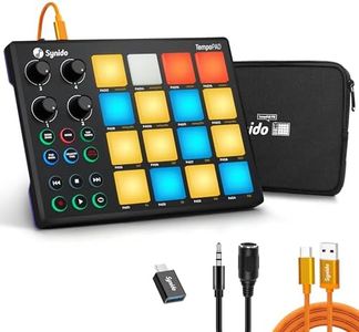 Synido Midi Controller Pad Beat Maker Machine for Music Production, TempoPAD Portable USB MIDI Pad Controller for Beginners with Durable Carrying Bag, 16 Backlit Beat Pad, 4 Assignable Knob