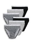 Jockey Women's Underwear Plus Size Classic French Cut - 6 Pack, Grey Heather/Simple Stripe/Black, 8