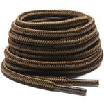 DELELE 2 Pair Round Boot Laces Outdoor Hiking Walking Shoelaces Rope Dual Coloured Striped Shoe Lace Work Shoe Strings, 06 Light Brown Coffee, 63"Inch (160CM)