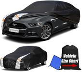 [2024 Upgrade] 10-Layer Waterproof Car Cover. See Vehicle Size-Chart for Accurate Fit. All Weather Full Outdoor Covers. Ford Mustang, Chevy Camaro Corvette, etc. Sun Snow Rain. C4 (See Size Chart)