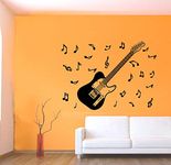 kc Guitar with Music Nots Decor Design Wall Decals Sticker for Home Decor (PVC Vinyl Covering Area 68cm X 49cm)