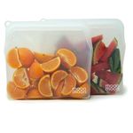 Moonmoon Reusable Silicone Food Bags | Leakproof Reusable Freezer Bags | Set of 2 Large Pouches (900ml, clear)