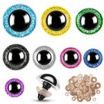 160pcs Large Safety Eyes for Amigurumi Glitter Eye for Stuffed Animals for DIY Dolls Puppets Bear Crafts Animals Amigurumi Making Supplies(Colorful A)