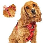 Elite Paws® UK: Premium Metal Buckle Dog Harness, Strong, Safe, Padded, Comfortable, Adjustable, Reflective, Front/Back Lead Attachments, Soft Handle, Pet Walking Vest/Training Product (Red, Medium)