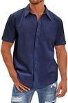 Jhsnjnr Mens Short Sleeve Button Up