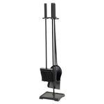 Modern Ember Harper Fireplace Tool Set in Black - includes Brush, Shovel, Fire Poker, and Stand - Steel Construction