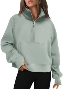 AUTOMET Womens Sweatshirts Half Zip Cropped Pullover Fleece Quarter Zipper Hoodies 2025 Fall Fashion Outfits Clothes Greygreen Medium
