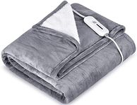 Lukasa Heated Blanket Electric Throw - Flannel/Sherpa Reversible Fast Heating Blanket with 3 Heating Levels & 4 Hours Auto Off, ETL Certification, Machine Washable,50" x 60"