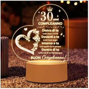 Regalo 30 Anni Donna, Luce Notturna in Acrilico, 30 Anni Compleanno Donna, Regalo Donna 30 Anni, Idea Regalo Compleanno Donna 1994, Adatto per la Festa della Donna, Festa della Mamma