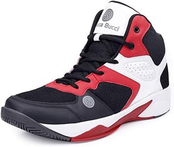 Bacca Bucci® Men's Wager Basketball Shoes with Natural Rubber Sole & Breathable Upper- Red/White,Size UK6