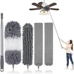 Dusters for Cleaning, Retractable Microfiber Gap Dust Cleaner with Extension Pole 30'' to 100'', Reusable Bendable Long Handle Feather Duster Kit for Cleaning High Ceiling Fan, Furniture, Blinds, Car