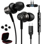 USB C Headphone for Samsung A54 A53 S23 Ultra, Noise Canceling Earbuds with Microphone Volume Control for iPad 10 Pro Galaxy S22 Pixel 9 8 7, Magnetic HiFi Stereo in-Ear Type C Earphone for OnePlus