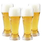 Classic Plastic Pilsner Glasses,16 oz Craft Beer Glasses, Pilsner Beer Glasses Set of 4, Unbreakable, Dishwasher-Safe, BPA Free