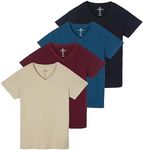 4 Pack Womens Cotton Short Sleeve V