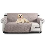 Hafaa Sofa Cover 3 Seater Water Resistant Sofa Slipcovers, Beige/Cream Non Slip Reversible Sofa Covers with Elastic Strap - Washable Sofa Protectors from Pets/Kids/Dogs