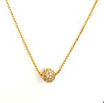 JHB Gold Plated American Diamond Single Ball Pendant with Chain for Women and Girls