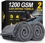 SMINDER 2-Pack 1200 GSM Car Drying Towels – Microfiber Towels for Cars (36" x 24"), Ultra-Absorbent, Streak-Free, Scratch-Free, No Water Spots, Double-Twist Pile & Edgeless Design
