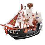 Pretend Play Pirate Ship with Model Pirate Figures, Durable Pirate Ship Pretend Toy Model Home Decoration Ornaments Safety for Kids Childrens