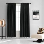 DONREN 99 Percent Blackout Curtains for Bedroom - Thermal Insulating Rod Pocket Drapes for Living Room (42 by 84 inches,Set of 2 Panels,Black)