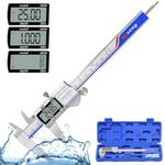 Digital Vernier Caliper, IP54 Waterproof Digital Caliper, 150mm Calipers Measuring Tool with Absolute Origin, MM/Inch/Fraction Conversion, Extreme Accuracy Electronic Caliper for Industry