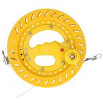 Kite Reel Winder with Strong Kevlar Line String Reel Wheel Flying Tools Kite String Reel Accessory with 200M Line (20cm Yellow Wheel + 200m Wire)