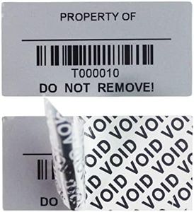 TamperSeals Group - 100pcs Custom 1” x 2” Write-on Tamper Evident Numbered Asset Tag Property ID Industrial Labels (Mat Silver Metalized, Pre-Printed Barcode, Waterproof)