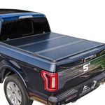 Hard Folding Truck Bed Tonneau Cover Compatible with Nissan Frontier 2005-2023 5 ft Short Box w/or w/o Track Rail, Tri Fold Style