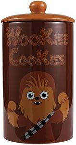 Star Wars for Pets Chewbacca Wookiee Cookies Dog Treat Jar | 10 x 5 Ceramic Chewbacca Dog Treat Jar with Lid, Dishwasher Safe | Star Wars Brown Dog Food Storage Cylinder, Brown Dog Treat Jar