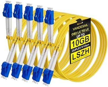 VANDESAIL 5-Pack OS2 SingleMode Fiber Patch Cable, 1G/10GB LC to LC SMF Optical Cables Duplex Jumper Cords LSZH 9/125m for QSFP Transceiver - 5M (16FT)